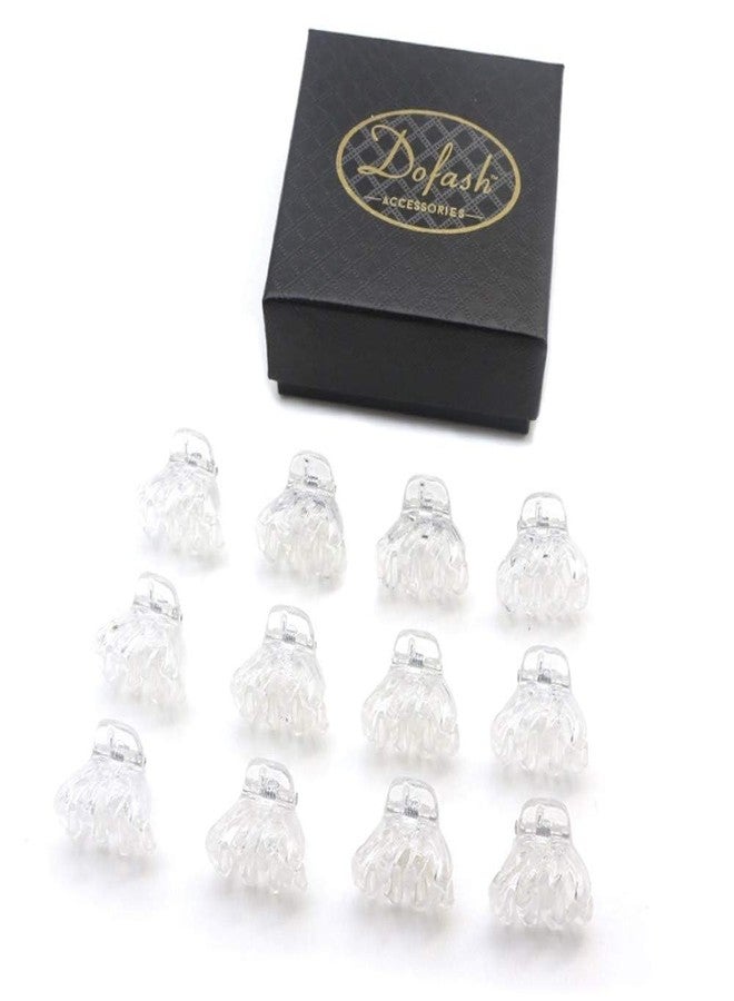 Dofash 12Pcs 2CM/0.79IN Hair Claw Clips Plastic Hair Claws Cute Claw Clips Octopus Hair Grips Hair Accessories for Women Girls (Transparent/Clear) - Image 1